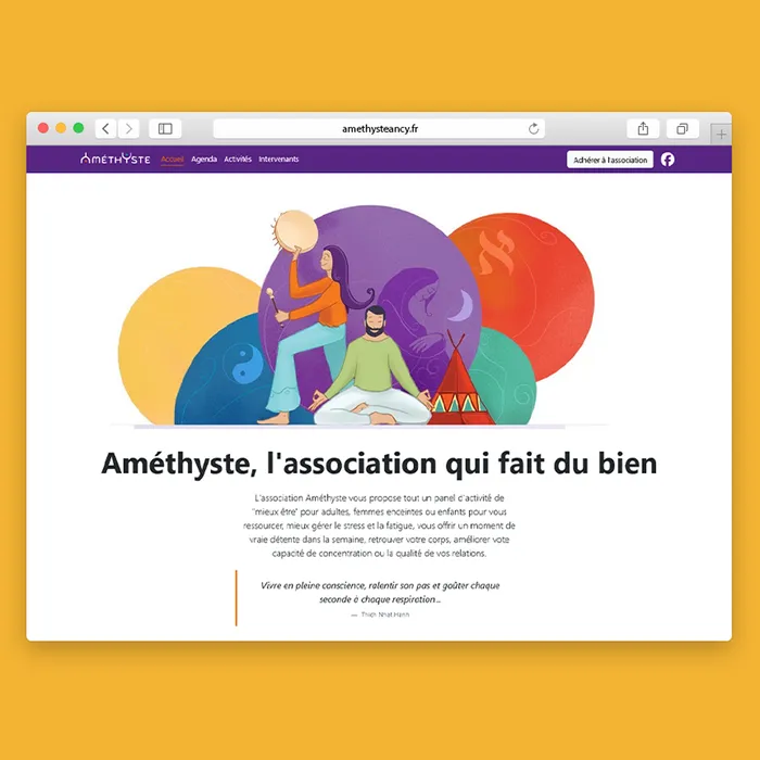 Homepage du site de l'association Amethyste